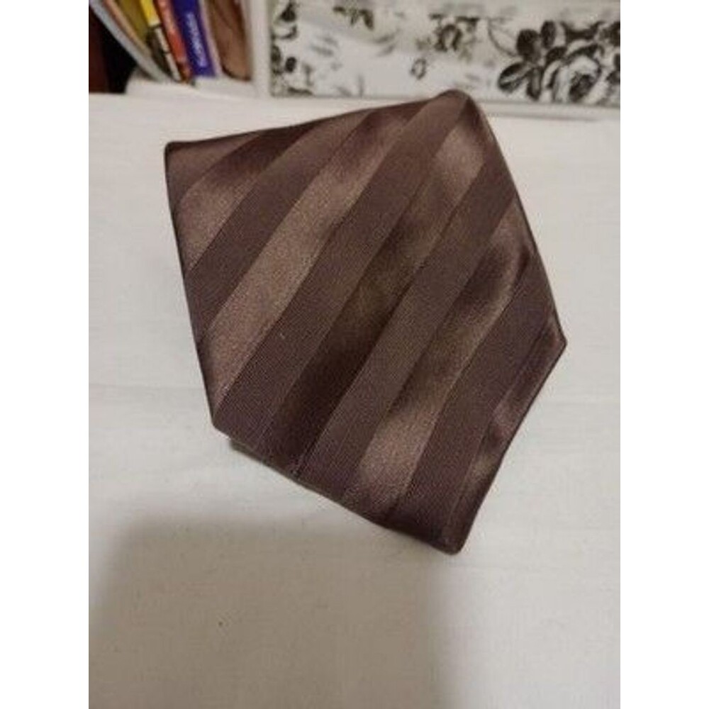 XMI Atkinsons Necktie Royal Irish Poplin Chocolate Brown Silk Striped